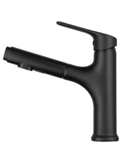 Смеситель для раковины Wonzon & Woghand WW-AE4151-MB с выдвижным изливом чёрный матовый